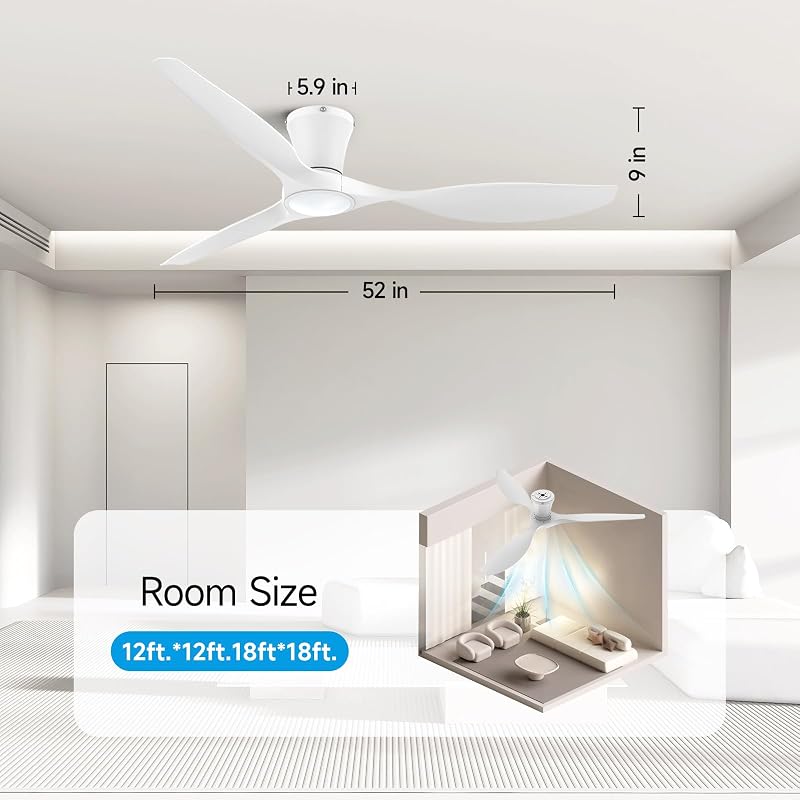 ocioc 52 Inch White Ceiling Fans with Lights and Remote - Variation: White+52 inch