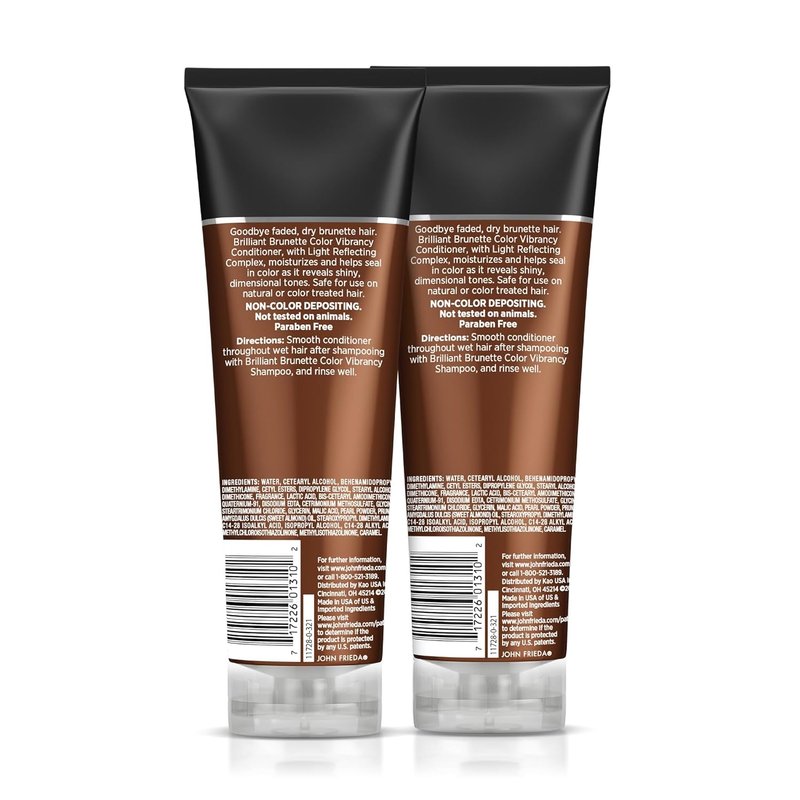 John Frieda Brilliant Brunette, Color Boosting Conditioner, Enhances and Protects Multi-Dimensional Tones, With Sweet Almond Oil to Rehydrate and Replenish Dry Hair, 8.45 Oz