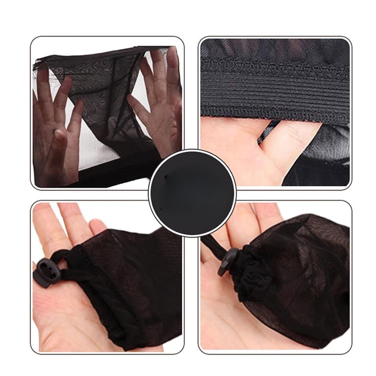 Hairweave Sleeve For Locs With Drawstring,Dreadlock Cap, Hair Weave Sleeve For Braids, Lightweight & Stretchable, Extra-Wide For Comprehensive Coverage, Band For Bun Faux Locs (Black)