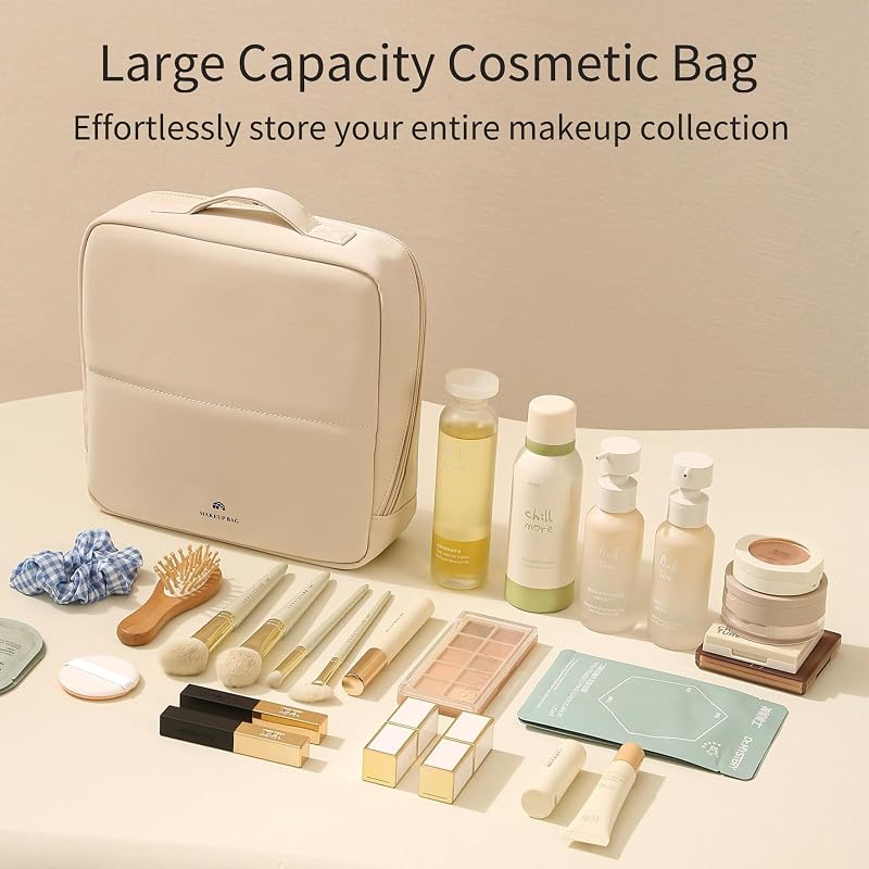 Foldable Magnetic Makeup Bag with Compartments - Large Capacity Travel Organizer (Mist y Pink) Variation of THIS listing
