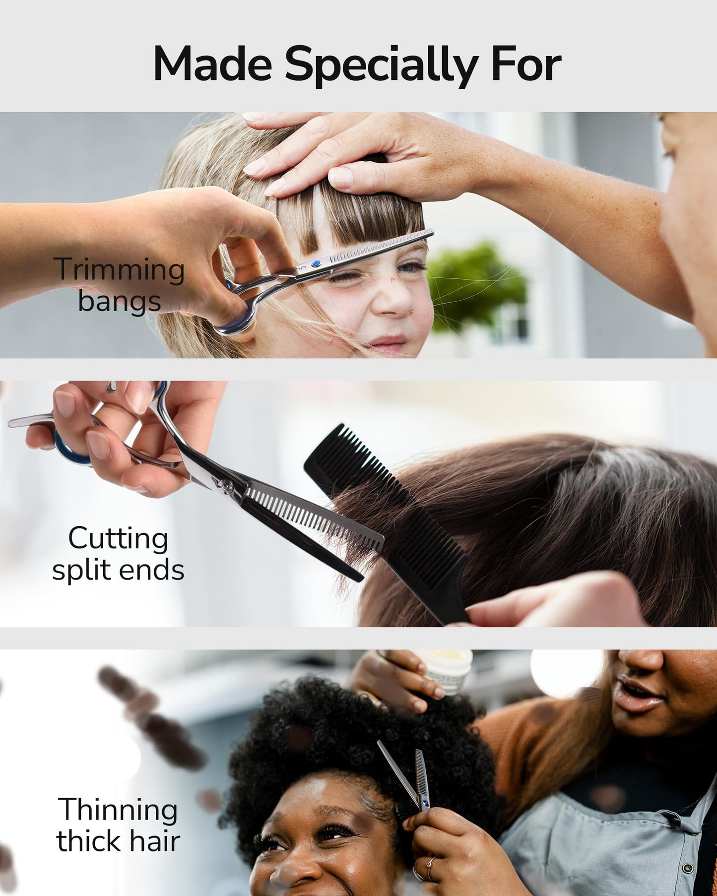 ULG Left-Handed Hair Thinning Scissors, Thinning Shear for Hair Cutting 6.5 inch Professional Barber Scissors Salon Texturizing Shears Made of Japanese Stainless Steel