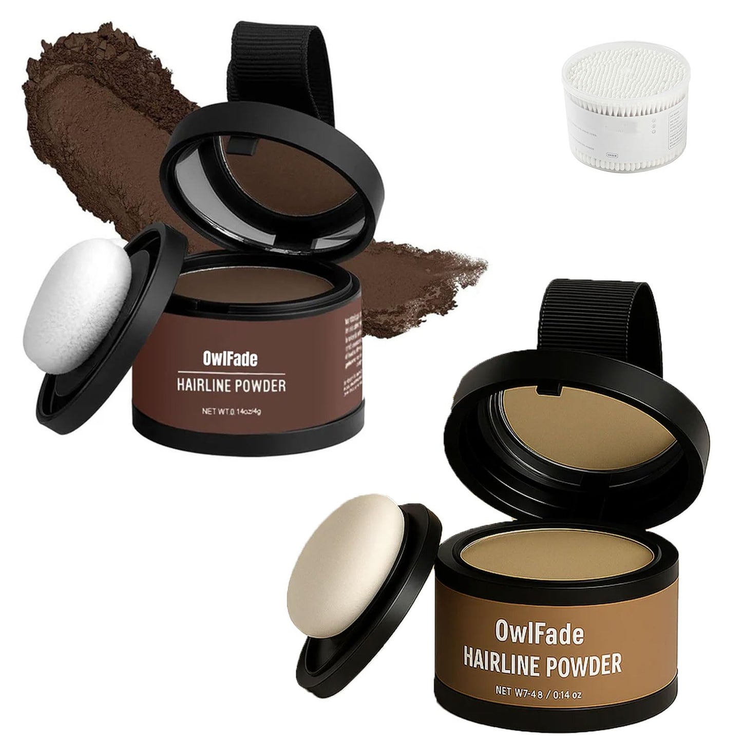 Owlfade - Precision Hairline Powder, Jolly Owls Hairline Shadow Powder, Owl Fade Natural hair Root Touch Up powder, Long-Lasting & Waterproof for Women Men (Hazel Brown+Medium Blonde, 1)