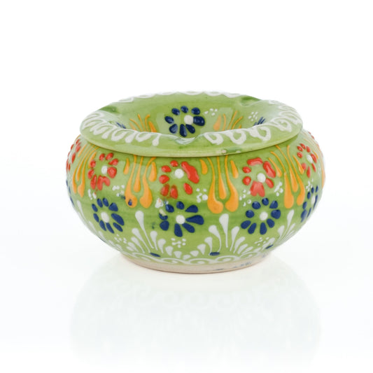 Decorative Ceramic Jar-Colorful Decorative Jar with Lid-Handmade Small Decorative Jar-Windproof Unique Jars-Turkish Home Decor (Lime Green)