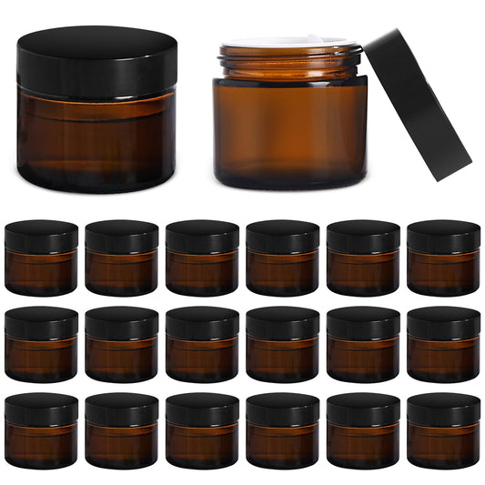 Jarsoph 2OZ Amber Glass Jars with lids, 36 Pack Empty Cosmetic Jars, Refillable Airtight Wide Mouth Container for DIY, Sample, Cream, Lotion, Candle Making, Powder, Cosmetic