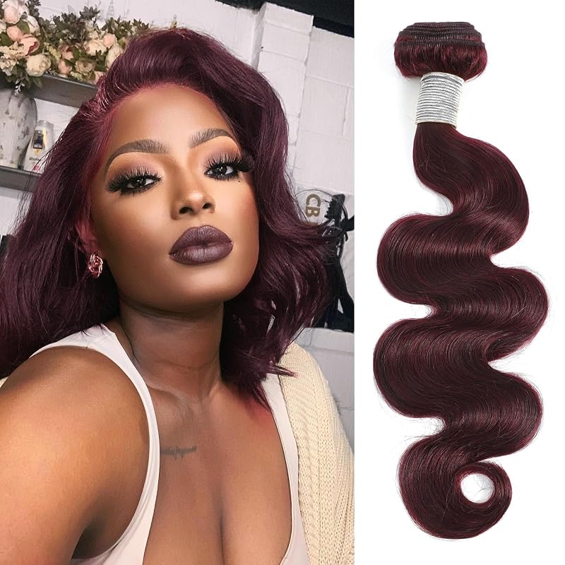 #99j Burgandy Body Wave Hair Bundle 10 Inch 12A Virgin Brazilian Remy Single Bundle