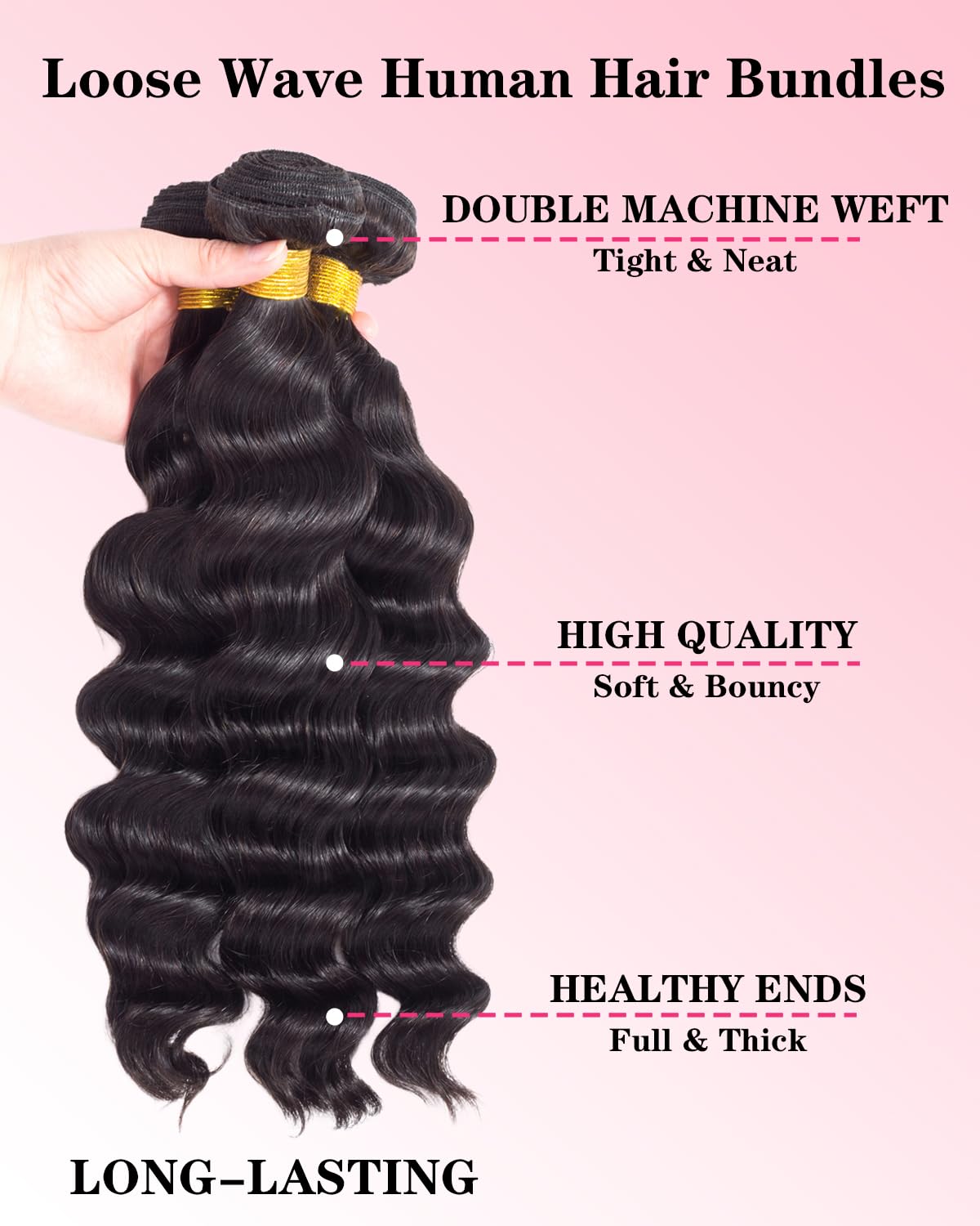Loose Wave Bundles Human Hair 24 26 28 Inch 100% Real Human Hair Unprocessed Brazilian Virgin Loose Deep Wave Bundles Human Hair Remy Hair Extension Natural Color