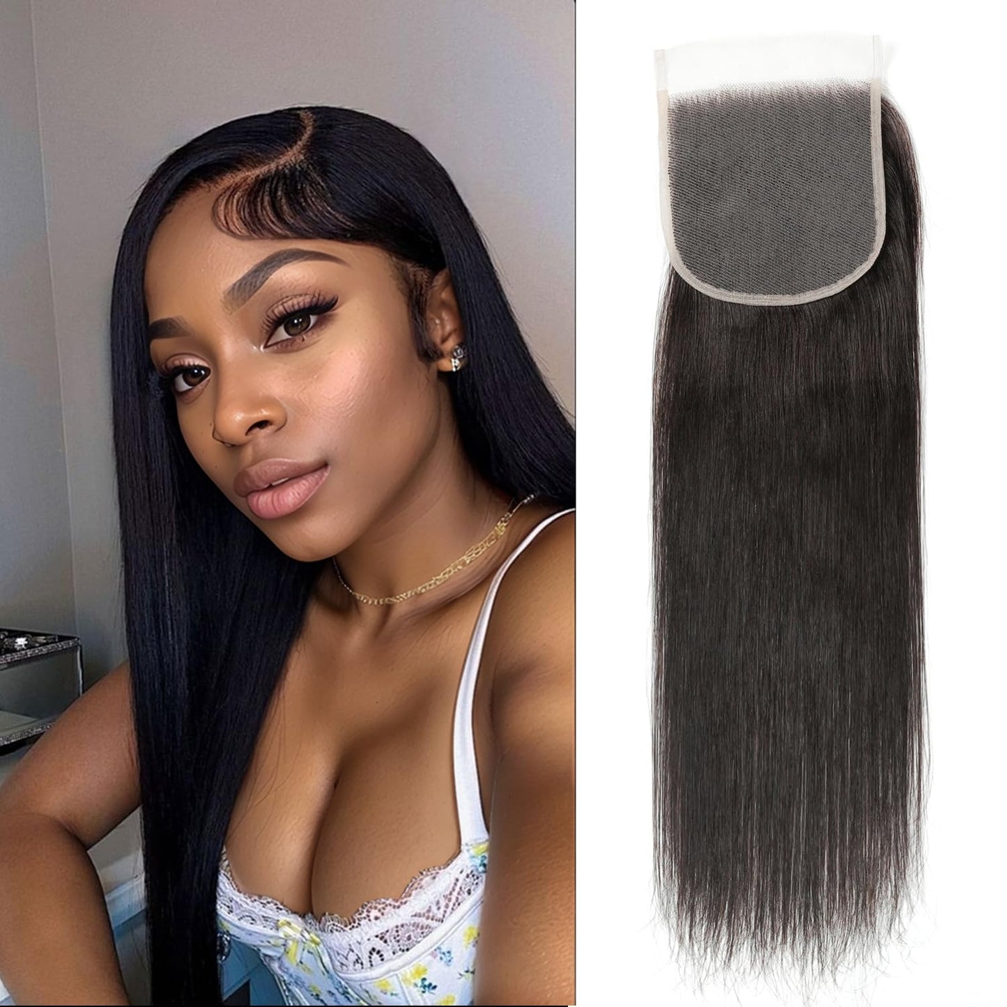 5x5 HD Lace Closure Body Wave Human Hair - Pre-Plucked Natural Hairline (10 Inch, Natural Color)