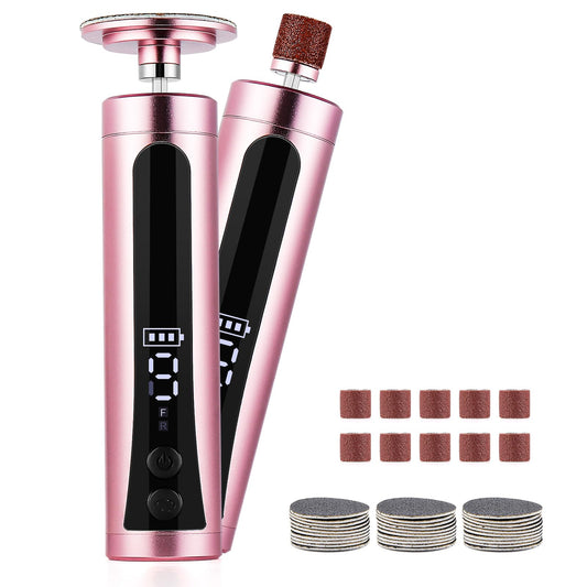 Rechargeable Callus Remover for Feet Electric 2-in-1 Pedicure Tools Foot File Grinder LCD Display 9 Adjustable Speeds 2 Sanding Heads 30 Sanding Paper