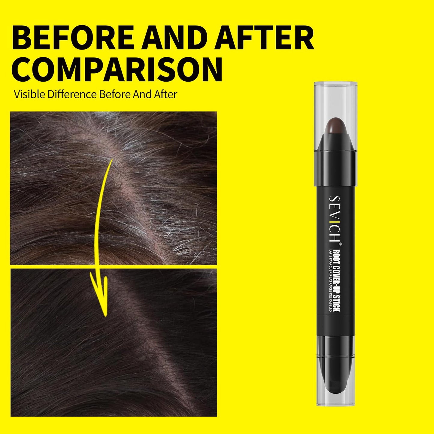 Sevich Root Cover Up Stick - Instant Grey Hair Coverage Touch Up, Root Touch Up Hair Color, Natural Concealer for Hairline, Roots & Sides for Women & Men, Plant-based,48H Makeup Lasting,Dark Brown