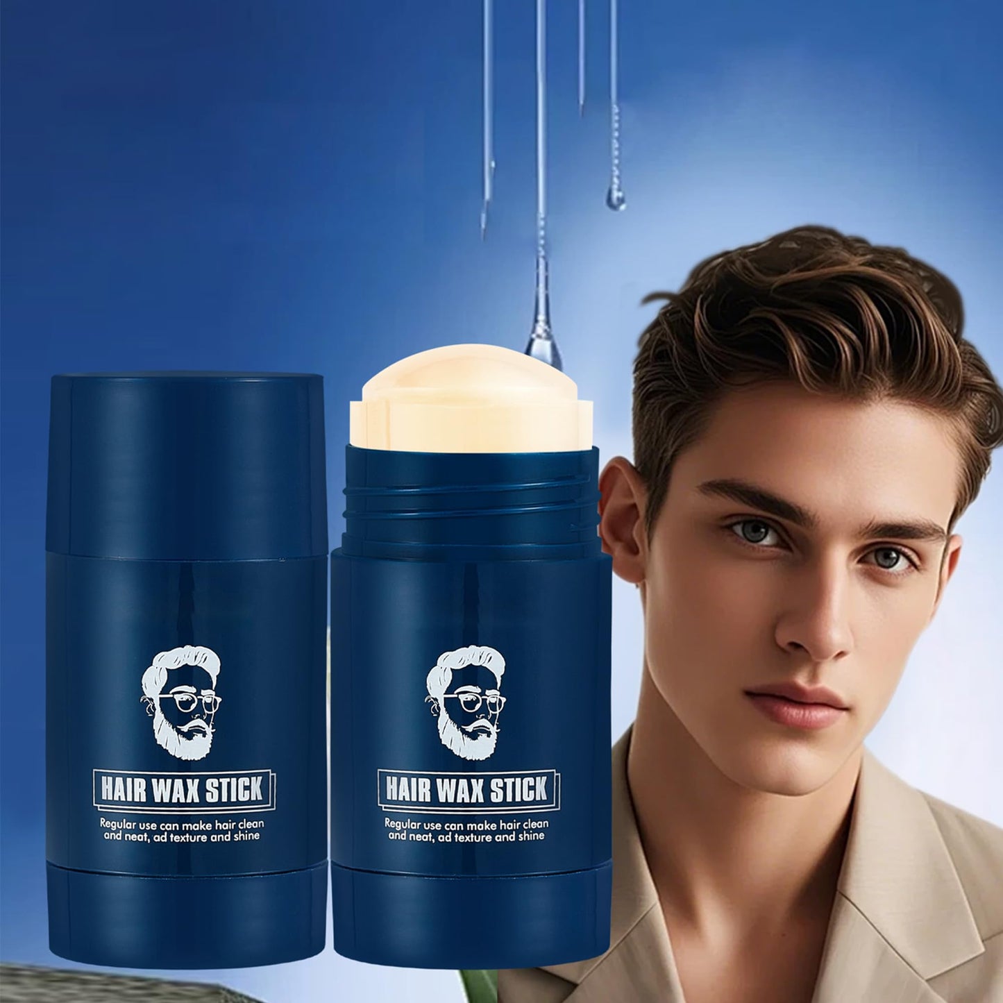 MIESCHER Solid Hair Wax Stick, Hair Styling Waxes Nourishing Hair Accessories for Men, Oil Control Long-Lasting Smoothing Semi-Matte Finish Hair Care Styling Cream for a Soft & Pliable Hold, 1.41Oz