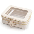 Aveniee Off-White Dual Layer Large Clear Makeup Bag - Double-Sided Train Case