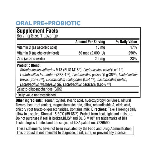 StellaLife Probiotics Oral PRE+PROBIOTICS LOZENGES, Dental Probiotics for Healthy Teeth/Gums, Bad Breath, VIT C & D, Zinc, Xylitol, Strawberry Flavor