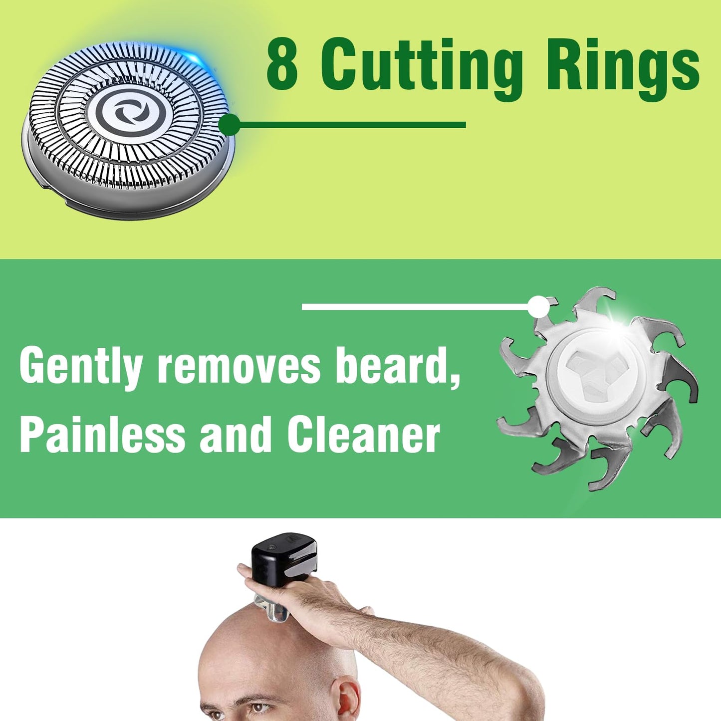 8 Pack Shaver Head Replacement Blade compatible with Sku*l Shaver Pitbull Gold PRO Shaver Replacement Blade 4 Head