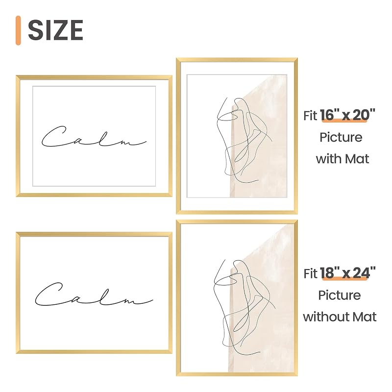 Upsimples 18x24 Picture Frames Set of 5, Gold - Gallery Wall