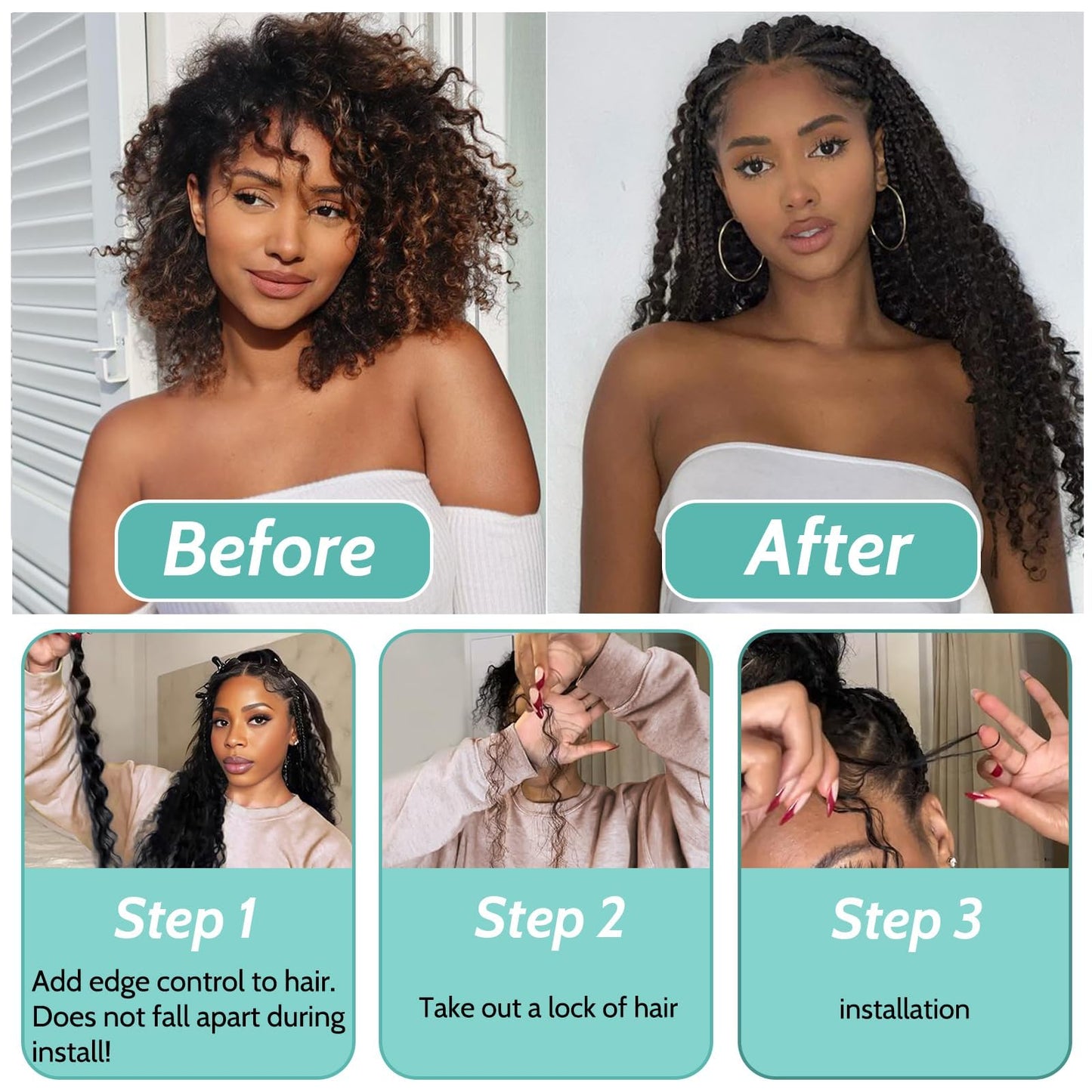 Human Braiding Hair for Boho Braids Human 110g 20 Inch Curly Boho Hair for Braiding Knotless 12A Deep Wave Bulk Bohemian 3 Bundles/Pack Natural Color