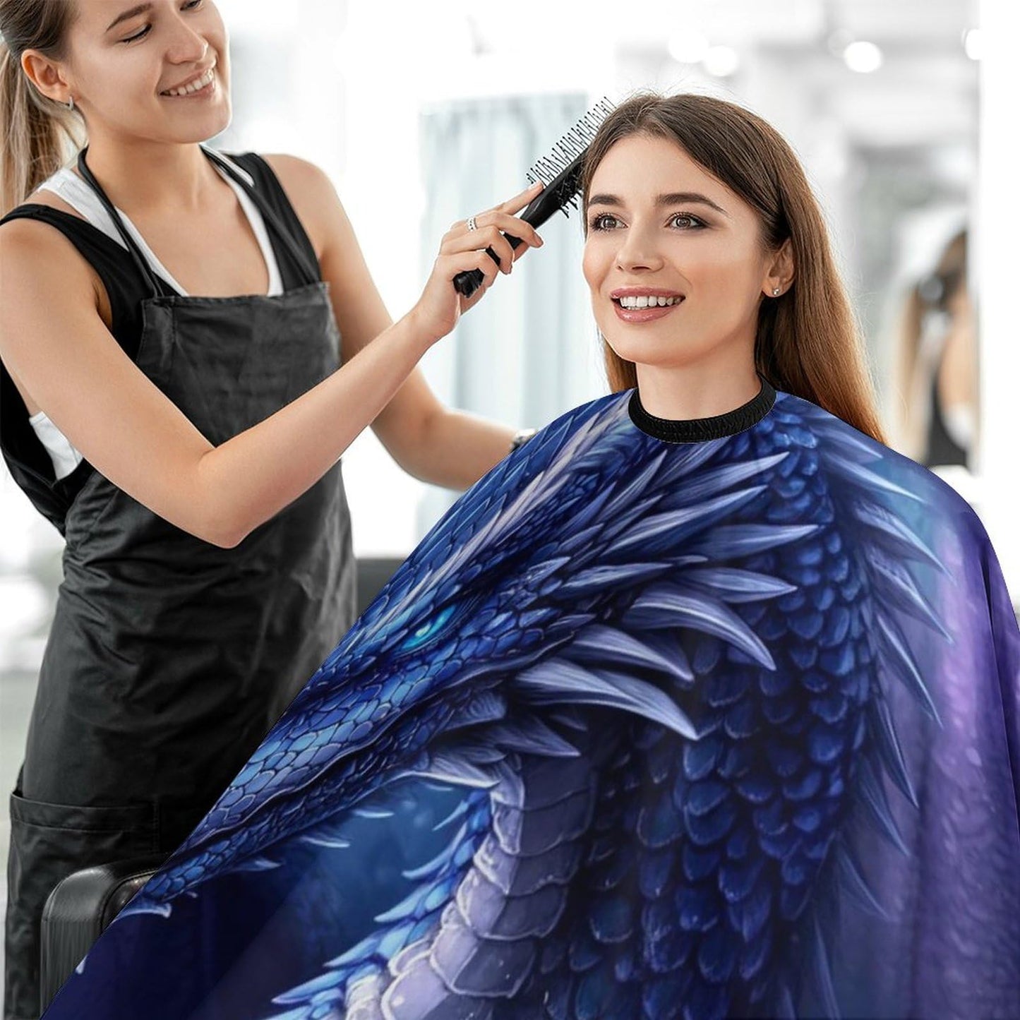 Blue Color Dragon Hair Dressing Gown Cape Hair Cutting Cloak - Adjustable Salon Cape Apron for Barbers, Easy Clean