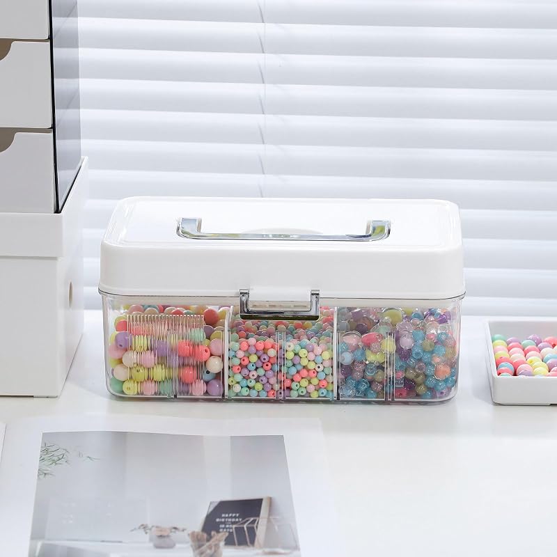 2 Pack Portable Hair Accessories Organizer Box for Girls (Plastic, Dustproof) - 2 Tiers, 12 Divisions