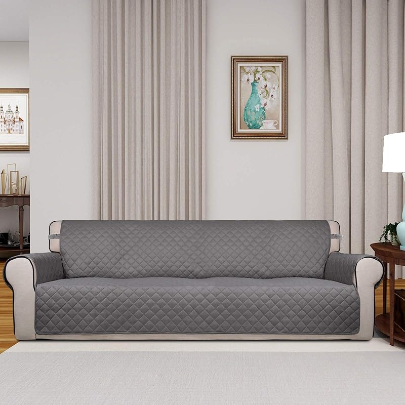 PureFit Reversible Quilted Couch Cover for Dogs 88" 4 Seater Gray/Light Gray