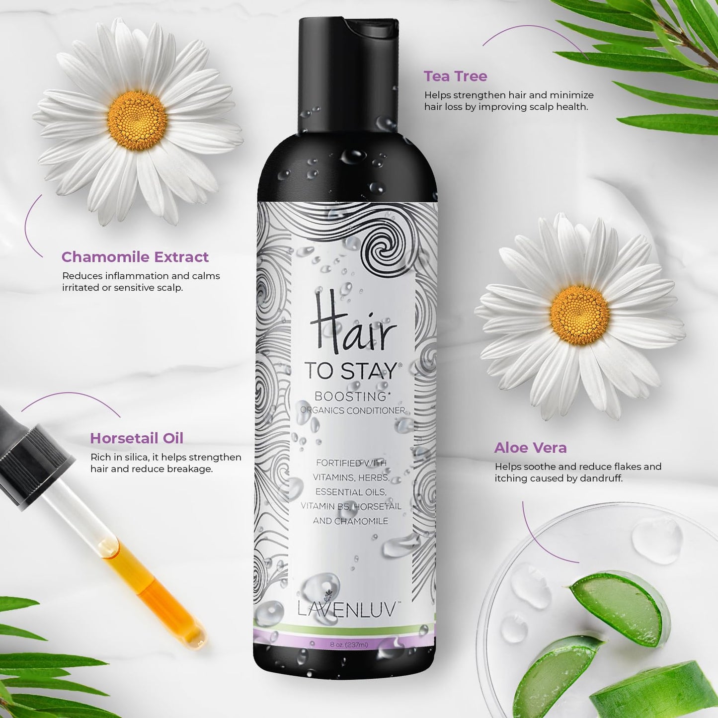 Lavenluv Stay Hair Growth Conditioner - Anti-Loss Treatment - Deep Moisture - Vitamins & Essential Oils - Thickening - Men & Women - 8oz
