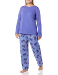Butterfly Print 2-Piece Flannel Pajama Set for Women - 100% Cotton, Small, Purple Butterfly