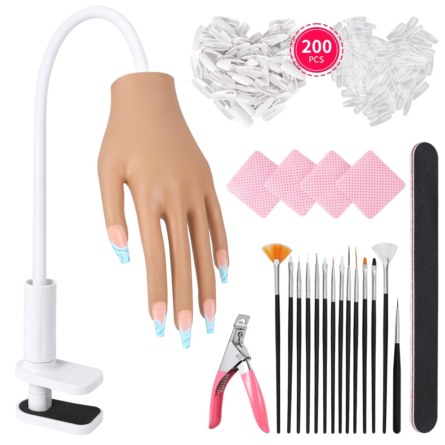 Flexible Acrylic Nail Practice Hand - Realistic Mannequin for Training & Nail Tips