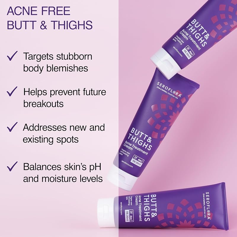 Butt & Thighs Acne Treatment Cream, 4 Fl Oz – Salicylic Acid 2% Natural Balance