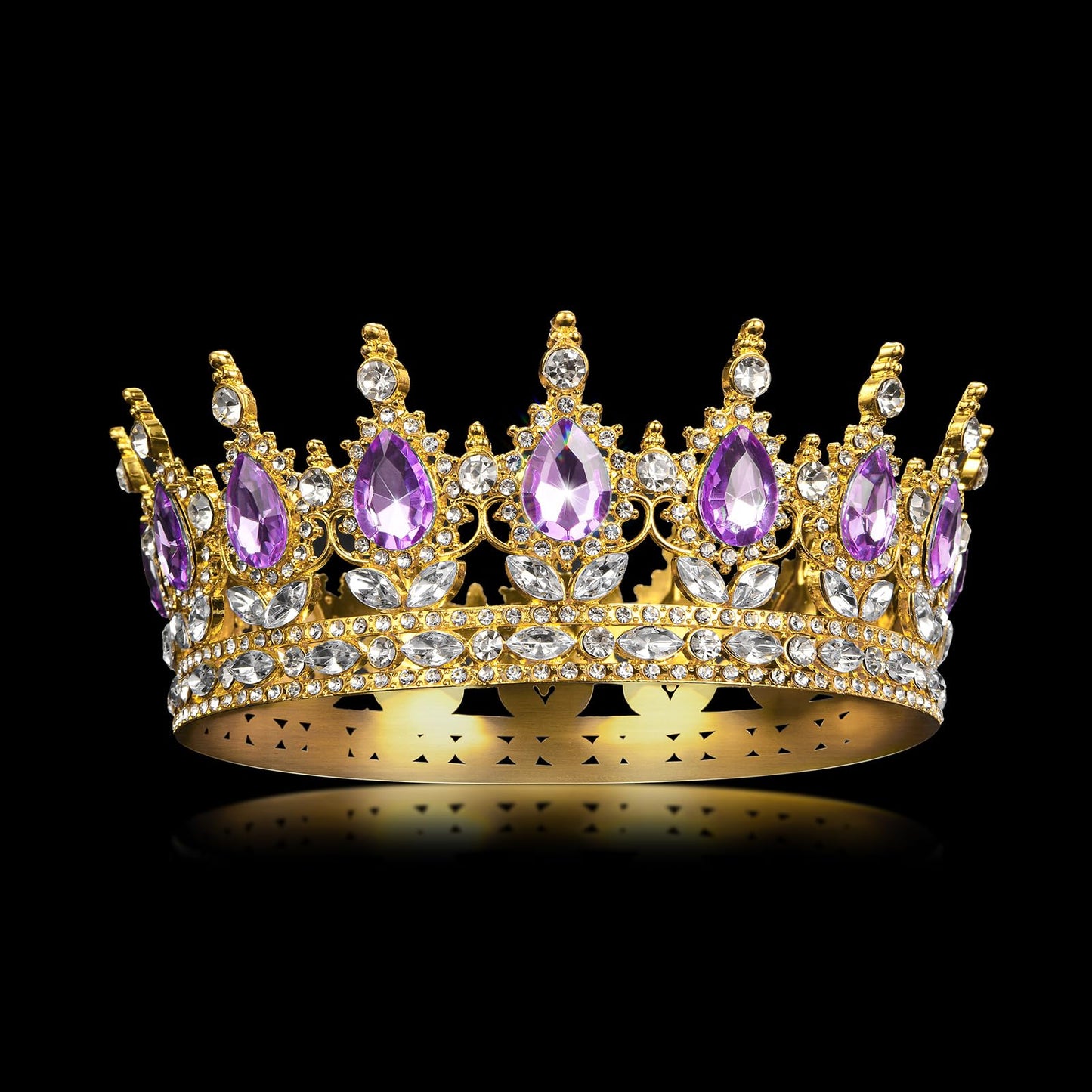Onedor Gold Crown for Women Crystal Rhinestone Tiara Queen Headpiece for Wedding Prom Pageant Birthday Princess Theme Costume Party Hair Accessories and Cake Topper Decoration