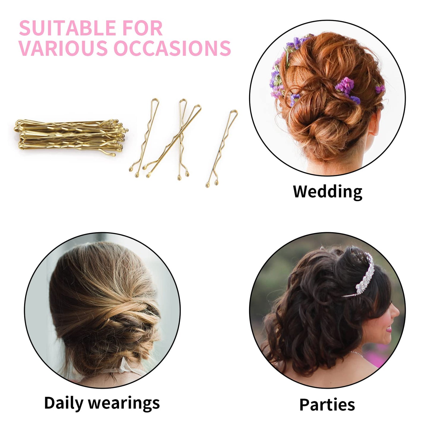 Vaincre Blonde Bobby Pin for Buns, 150 Count Hair Pins Bulk with Storage Case, Pain-Free Hair Clips for Women and Girls (Blonde, 2 inch)