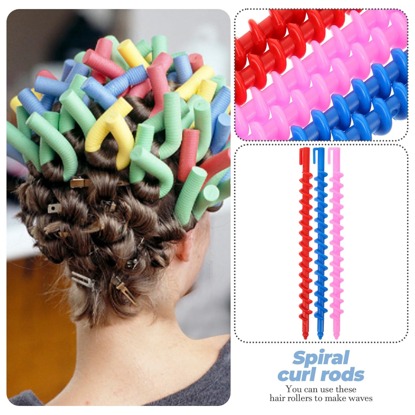 Healeved 20PCS Spiral Perm Rods Spiral Hair Perm Rods for Long Hair Heatless Spiral Curlers Hairdressing Hair Rollers Spiral Hair Curlers Perm Rods