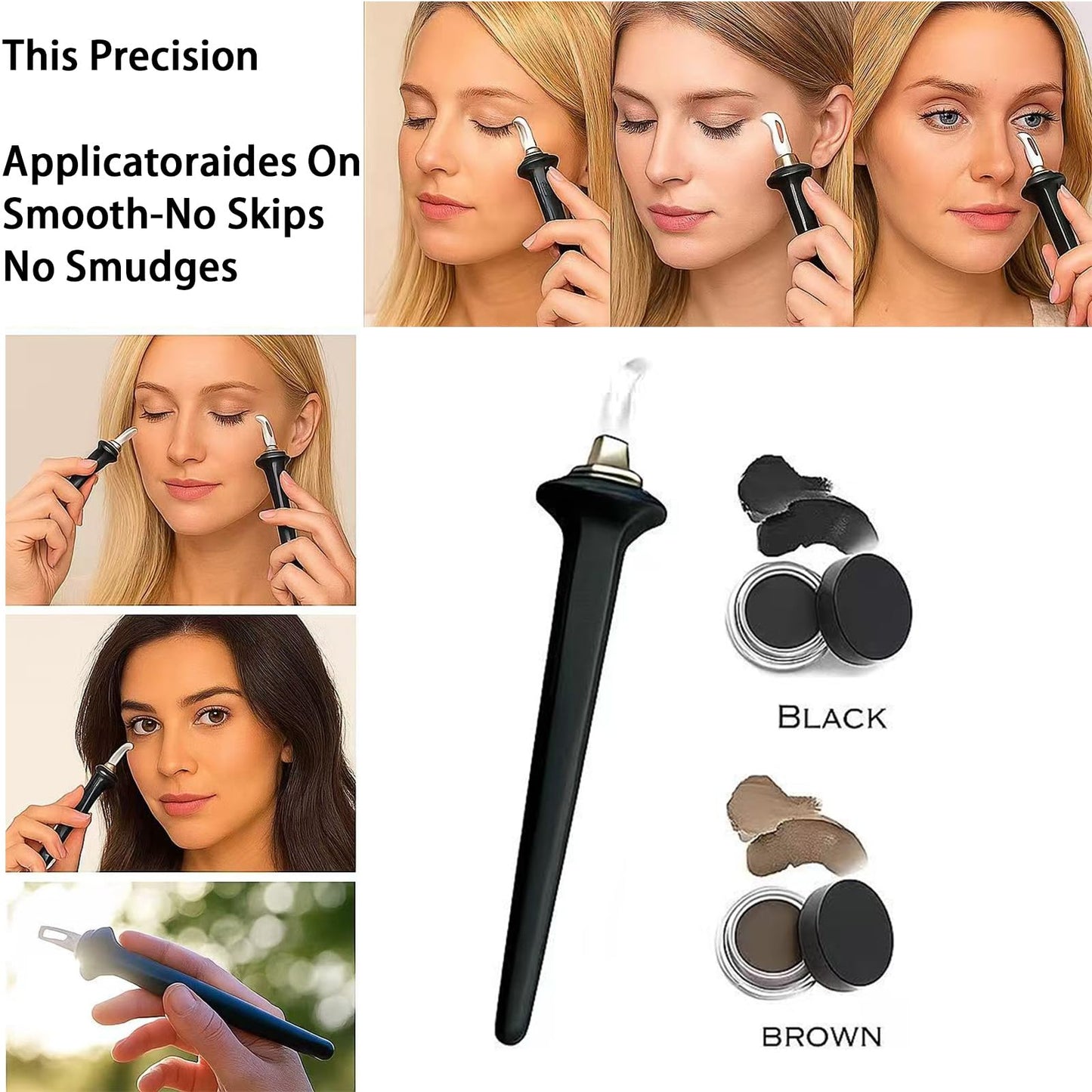 Silicone Eyeliner Pen Set - Quick-Drying Brush Set, Paired With Waterproof Black And Brown Gel Cream - Easy, Streak-Free Application Design Suitable For Beginners And Professionals Alike. (Blue)