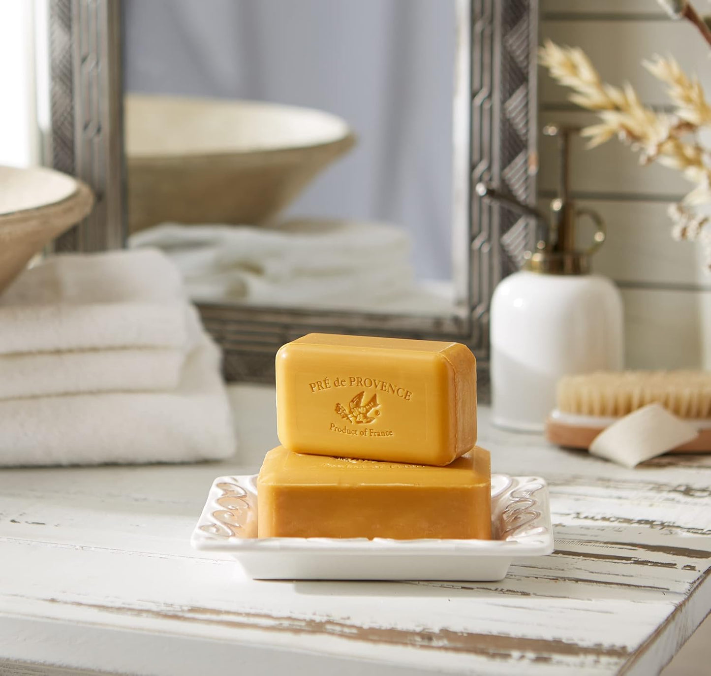 Pre de Provence Starflower Soap Bar - Organic Shea Butter, Quad Milled, 8.8 oz Natural French Skincare