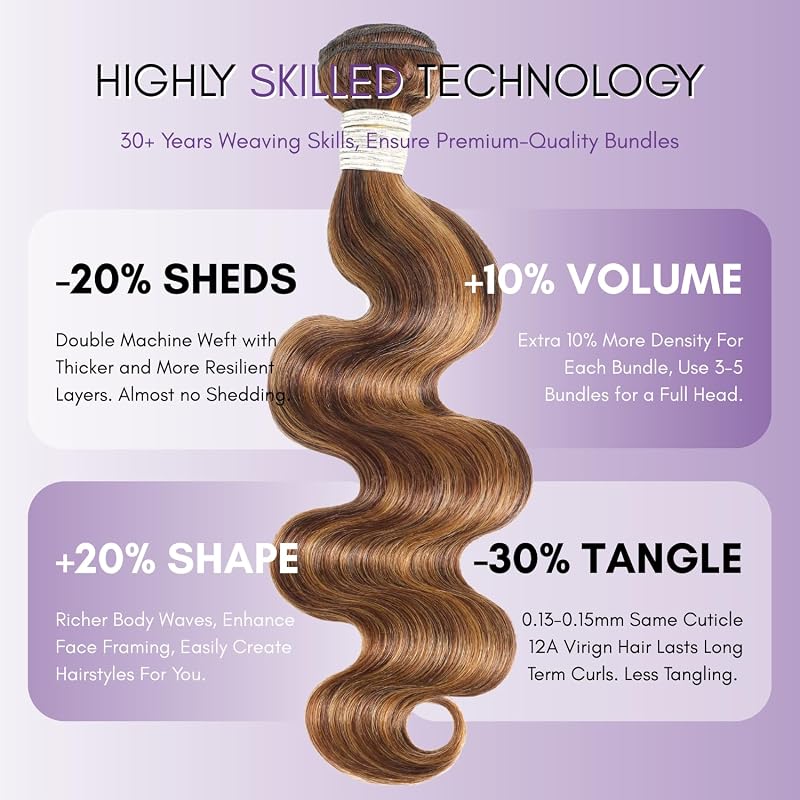 Honey Blonde Body Wave 22in Virgin Hair Bundles, 12A Remy Single Bundle by AUROO