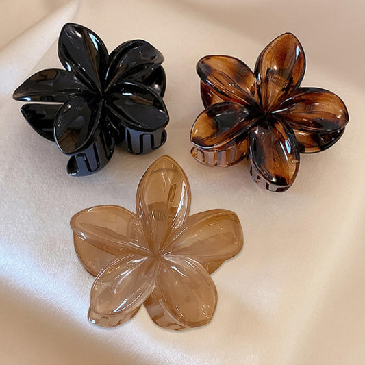 3Pcs Large Hair Claw Clips for Thick and Thin Hair,Tropical Flower Clips,Non-slip Plumeria Claws Beach Accessories for Women Beach Wedding Summer Vacations Party Decorations Daily Use,Style 8