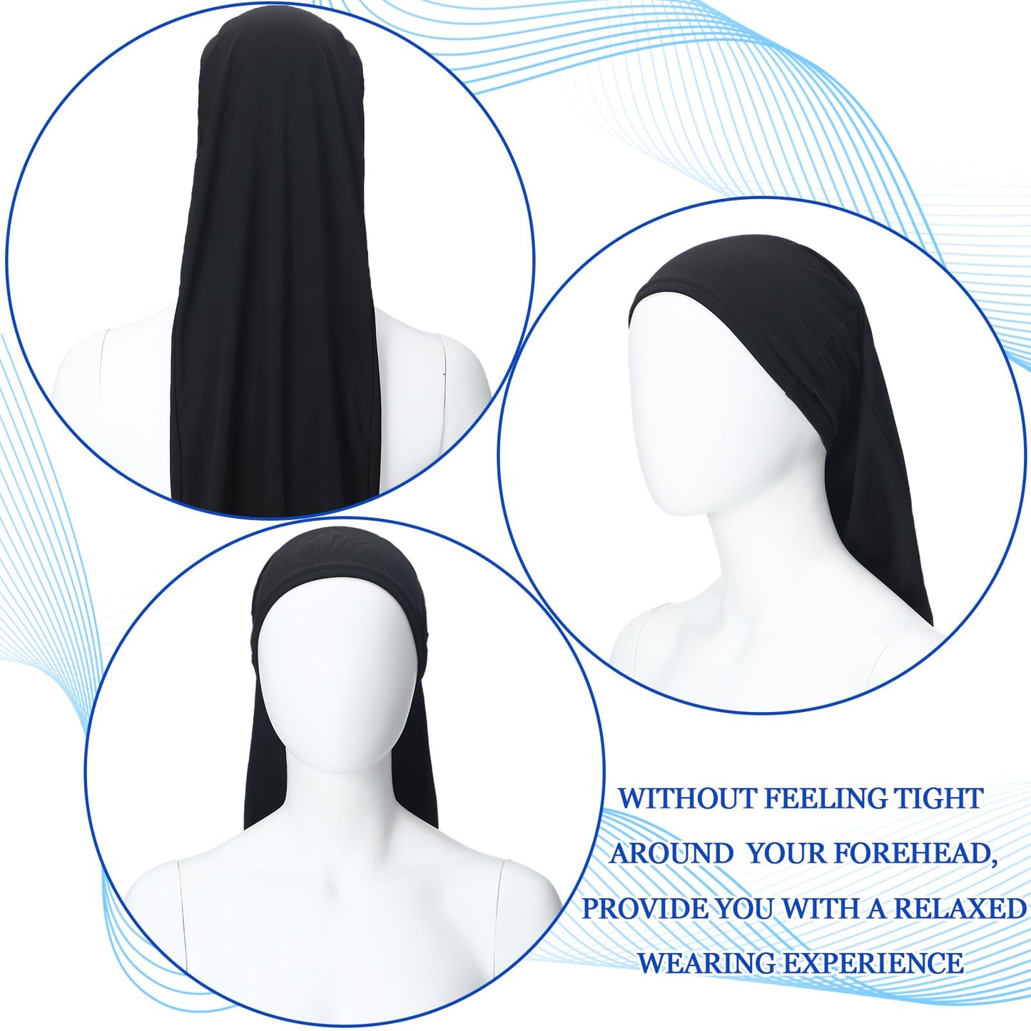 Twistover 2 Pcs Jumbo Dreadlock Cap Hair Dreads Head Wrap Loc Wraps for Dreads Hair Accessories for Men Women Sleeping(Black,Black,45 Inches)