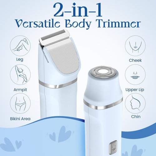 Electric Shaver for Women - Body Hair Trimmer Shaver for Women's Grooming, Wet & Dry Use Groomer, Dusk Razor for Women, Ladies Electric Razors for Legs, Female Trimmer for Private Area, Blue