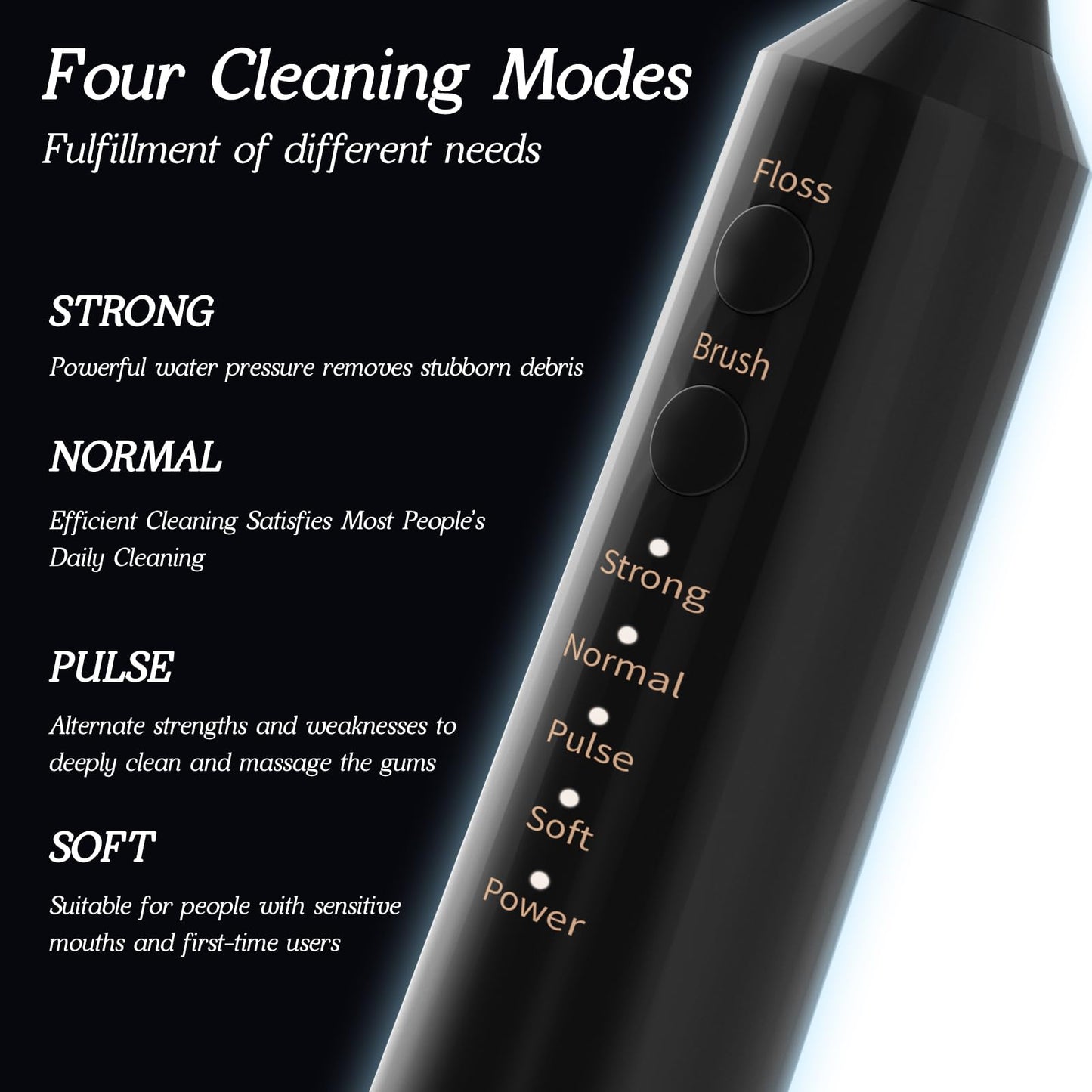 NGDGDDW 2-1 Professional Electric Toothbrush with Water Flosser, 3800VPM Ultrasonic Water Dental Flosser Toothbrush Combo- 4 Modes & 4 Intensity Levels, Brushing & Flossing for Home and Travel, Black