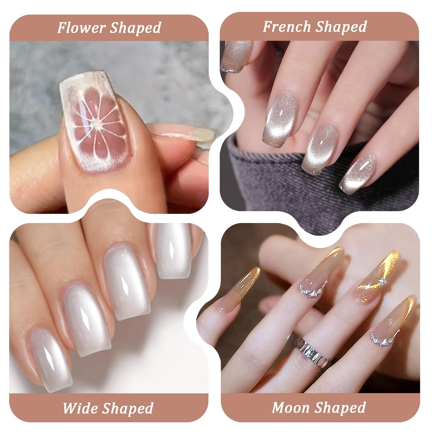 FOWSRHRG 3 in 1 Cat Eye Nail Magnet Set, Multifunctional Wooden Handle Nail Magnet, Heart Magnet for Nails, Rabbit Shape Cat Eye Magnet for Nails, Long Strip Magnets Tool for Nail Art DIY at Home