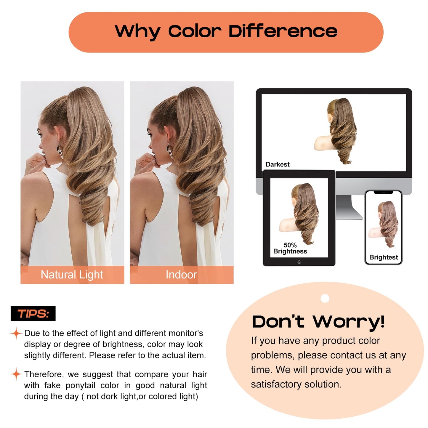 SEIKEA Ponytail Extension, 18" Wavy Claw Clip in Hair Extensions for Women, Lightweight Fluffy Synthetic Ponytail Hairpiece, Natural Soft & Easy to Wear, for Short & Medium Hair Choco-Brown/Highlight