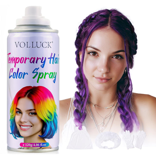 Purple Hair Spray Temporary, Hair Color Spray 1-Day Hair Dye Colored for Kids Women Men, Hair Wax Color Washable, Hair Paint Halloween Fast-Drying 4.06 Fl Oz