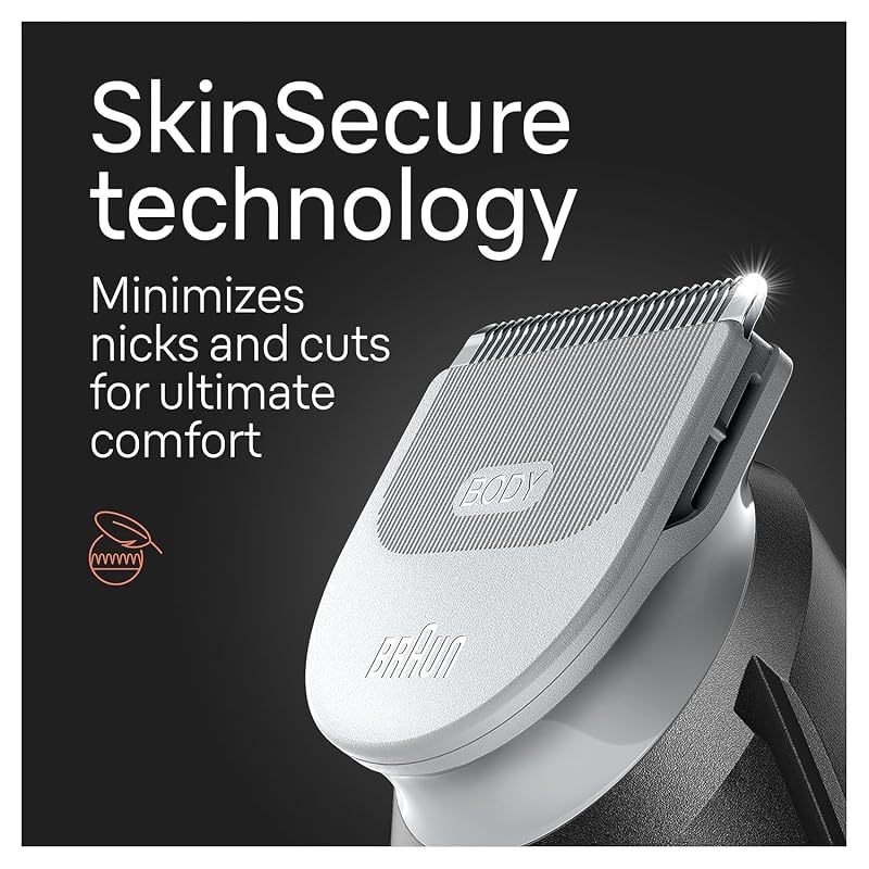 Braun Body Groomer 5360 Series 5 for Men – SkinSecure, 100-Minute Cordless, Wet & Dry