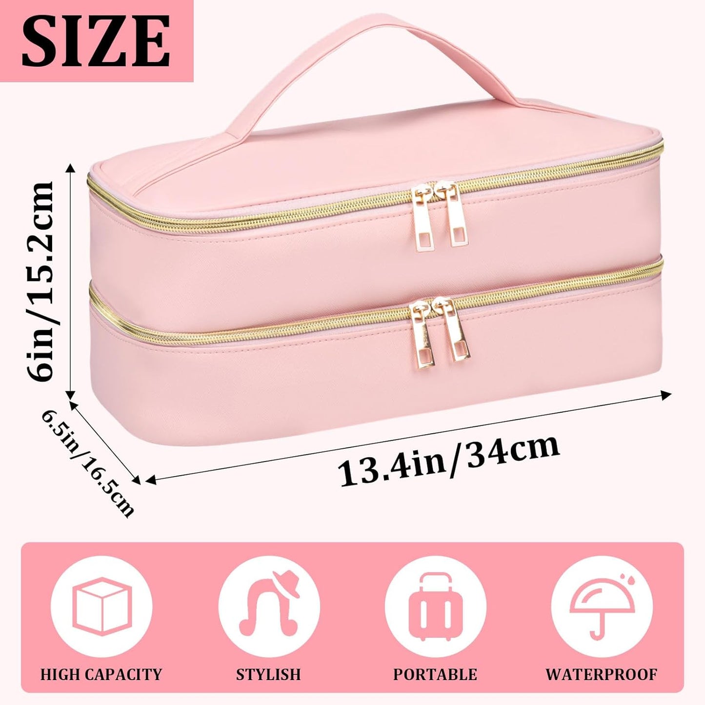 Shark Flex Style Travel Case - Double Layer Waterproof Organizer for Hair Dryer Attachments (Dianthus White)