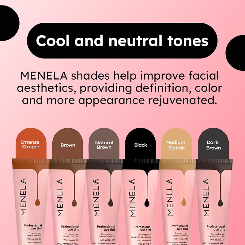 Menela Intense Copper Hair Tinting Kit – PPD-Free, Vegan 6 Shade + Jojoba Oil, 20ml, Includes Oxidizing Cream, Brush & Mixing Glass