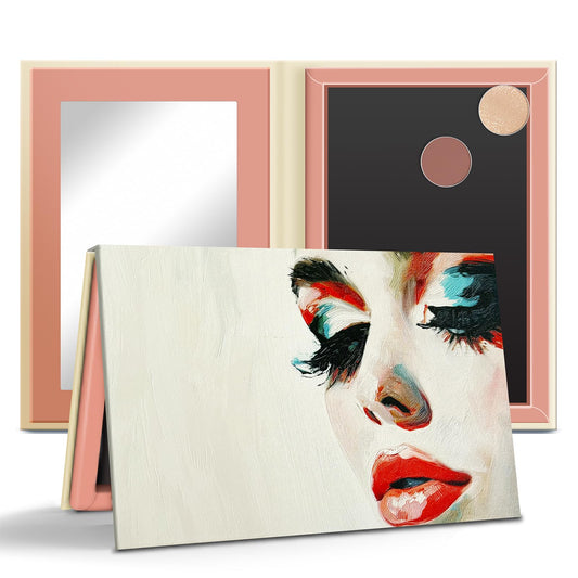 Magnetic Eyeshadow Palette, Empty Makeup Palette Organizer with Mirror Inside, Oil-Painting Decorated Art Paper Palette (Your Art)