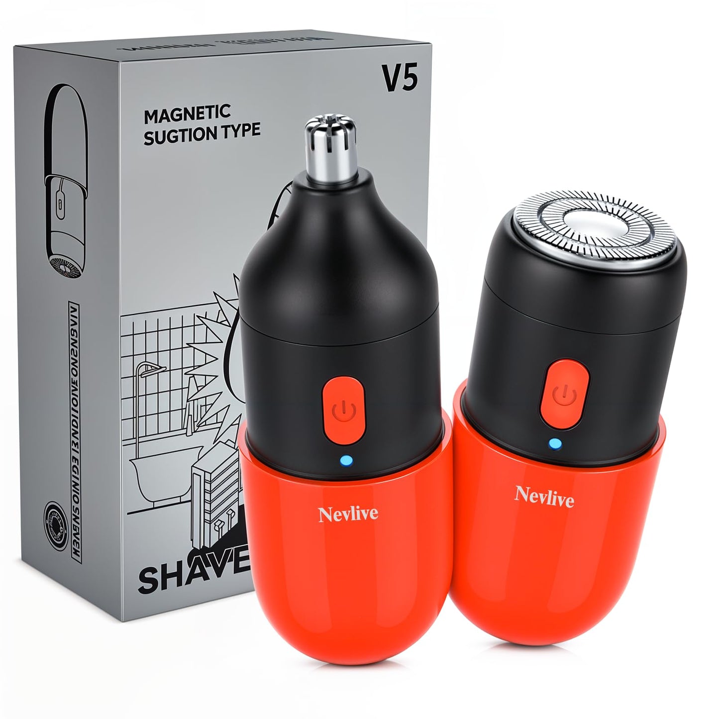 2-in-1 Facial Hair Remover & Nose Trimmer for Women and Men – USB-C Rechargeable Mini Electric Shaver, Waterproof, Dual-Edge Stainless Steel Blades, Painless Hair Removal for Face, Nose, and Body