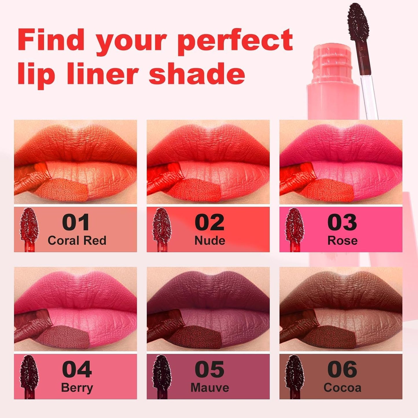 Ursoulney Peel Off Lip Liner - Lip Stain, Long-Lasting Moisturizing Waterproof Lip Stain Transfer-Proof with Matte Finish Stay on All Day (Rose, 1PCS)