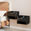 Floating Nightstand Set with Charging Station - 2 Pack, Black