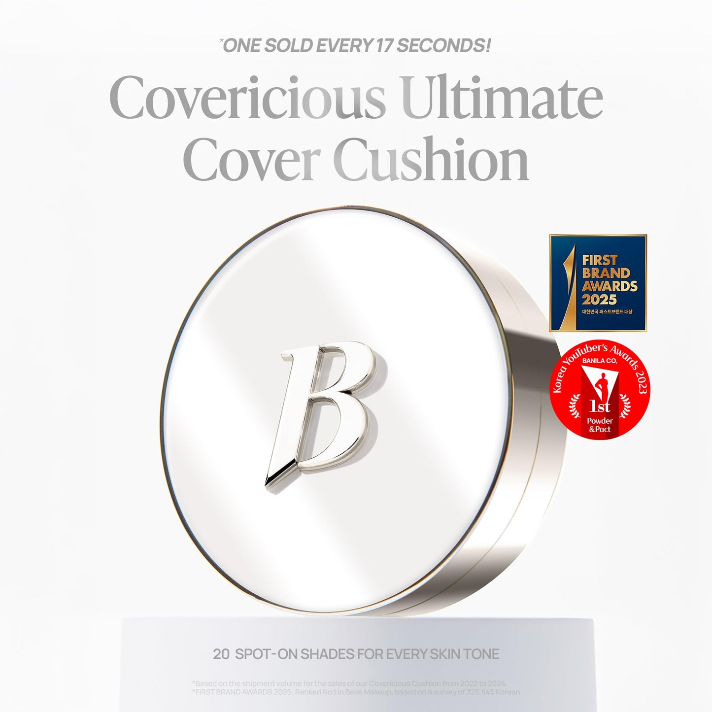 BANILA CO Covericious Ultimate Cover Cushion | Up to 100HR Long-Wear Foundation | 20 Shades for All Skin Tones | Matte & Lightweight Finish | Korean Cushion Foundation (14g / 0.49 oz), 24C SAND