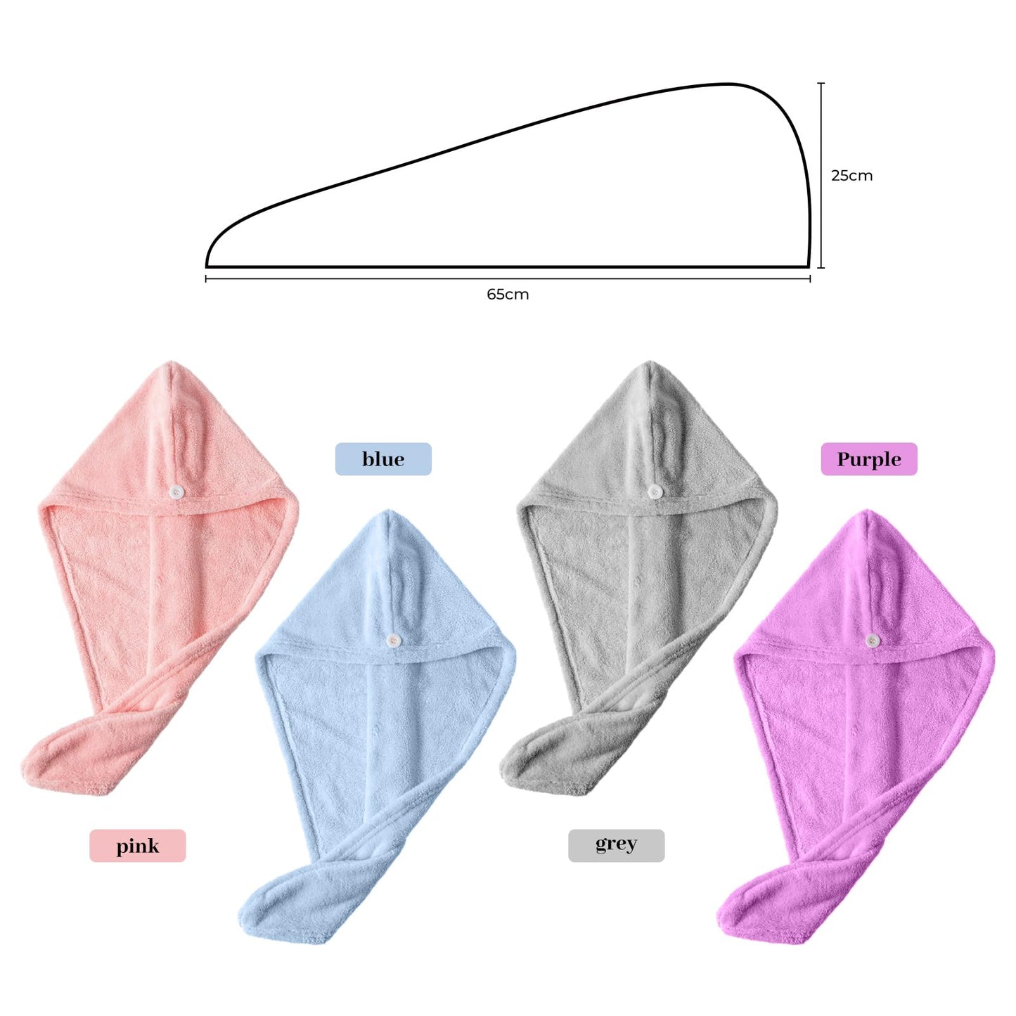 4 Pack Coral Fleece Microfiber Hair Towel，Thickening Hair Towel Wrap for Women，Hairs Drying Towels，25.6 * 9.8 Inch (Pink)