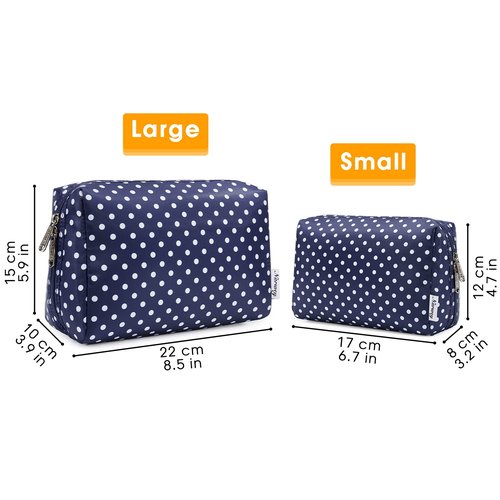 Large Makeup Bag Zipper Pouch Travel Cosmetic Organizer for Women (Large, Polka Dot)