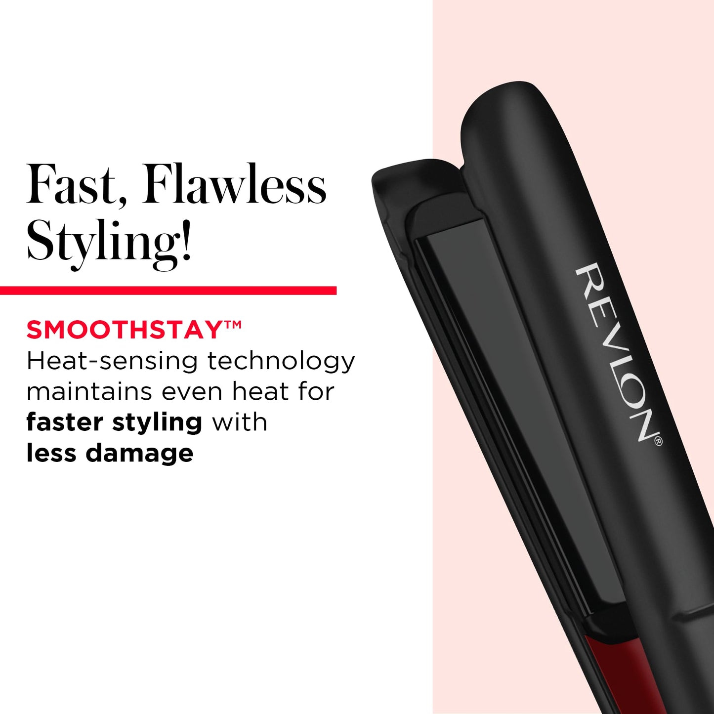 REVLON Smoothstay 1 Inch Hair Straightener - Coconut Oil Infused Flat Iron Helps Enhance Shine & Smoothness, Reduces Frizz, Sleek Straight Hair